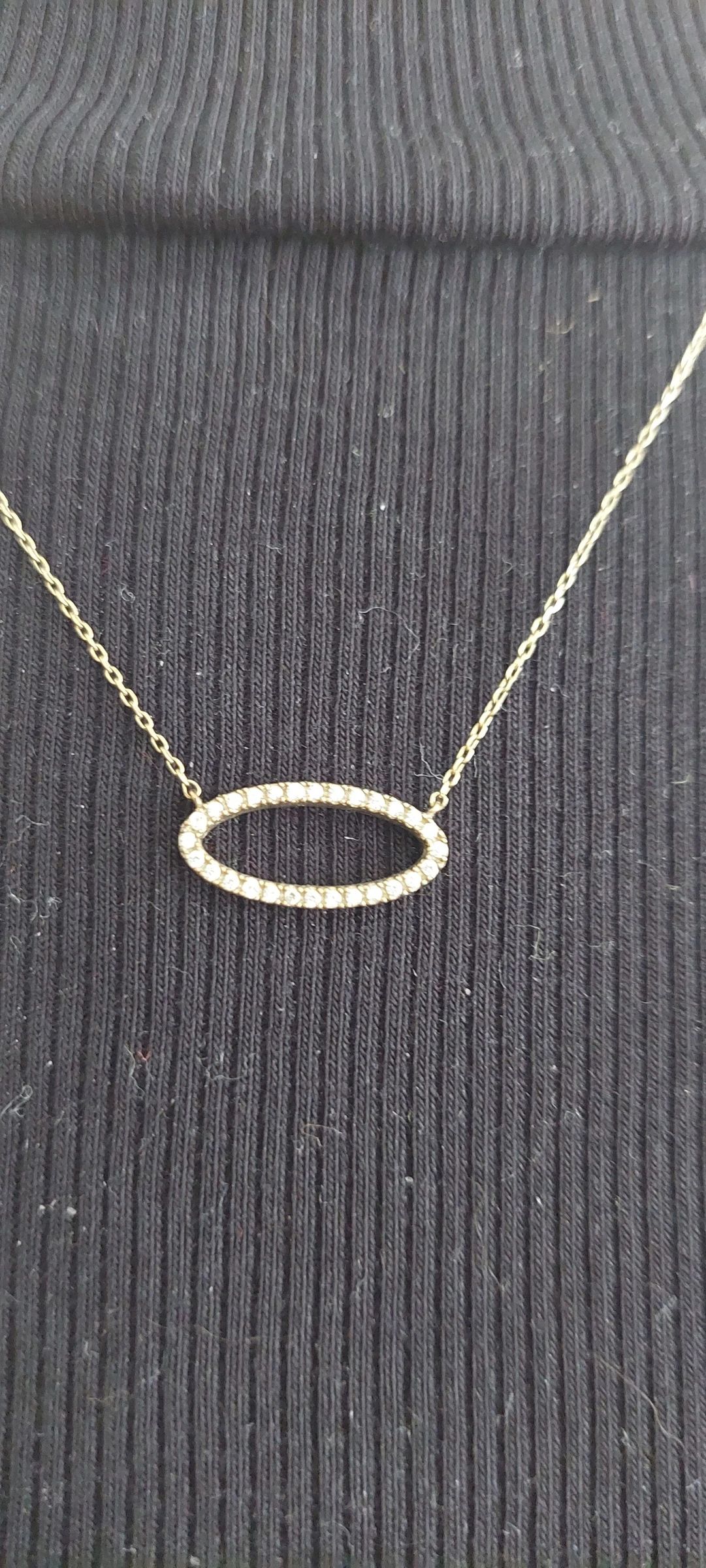 Fijne zilveren ketting van 925 goud - ovaal gezette hanger ☕️✅ – photo 2